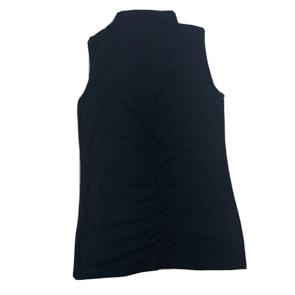 Donna Degnan Mock Neck Top Womens S Black Ruched Back Sleeveless Minimalist - Picture 6 of 9